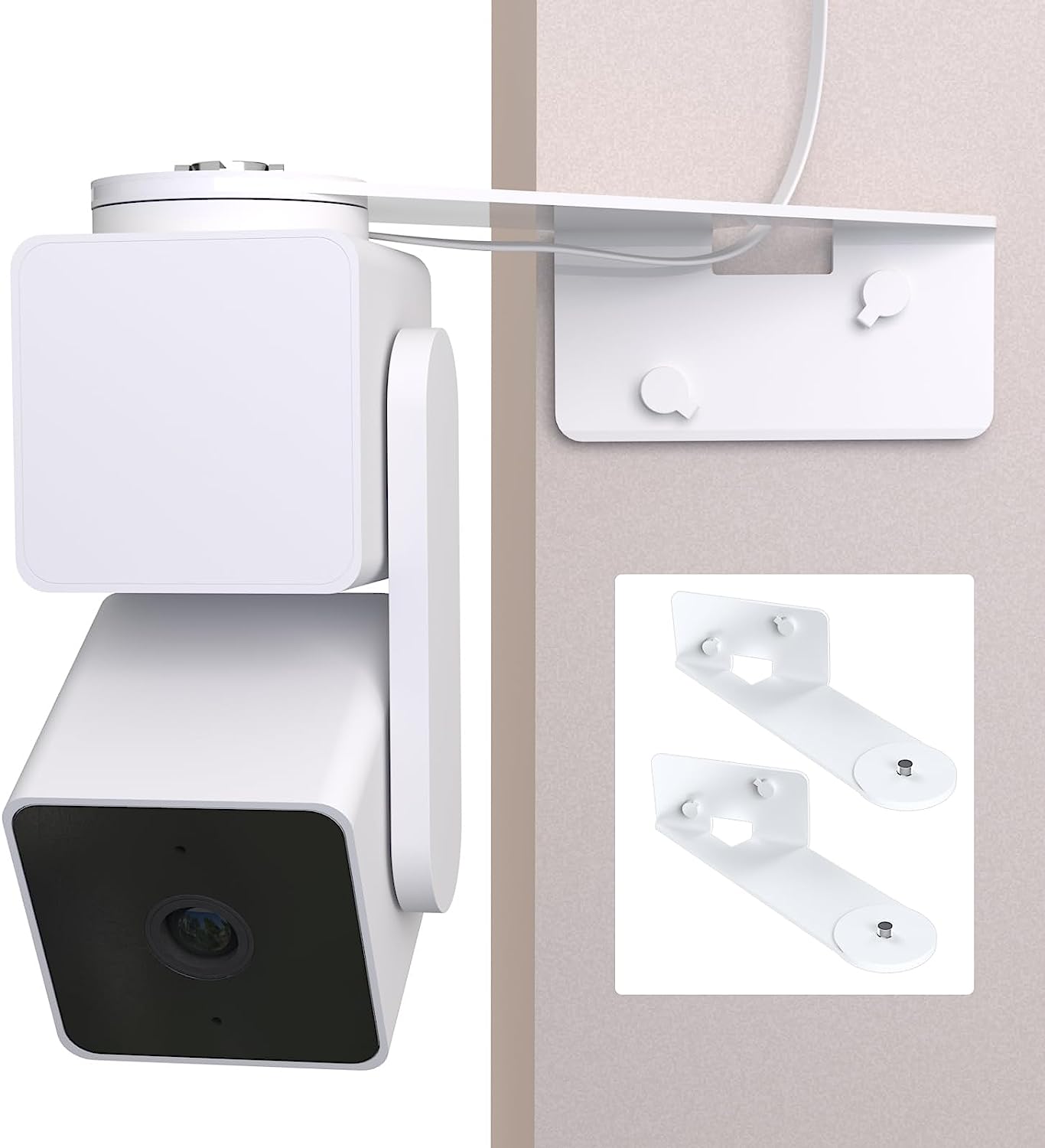 Outside Corner Wall Mount Bracket for Wyze Cam Pan V3, Make Cam Pan V3 Cover Both Sides of The House 270 Degrees, Maximizing Coverage Reduce Blind Spots (Pack of 2, White)