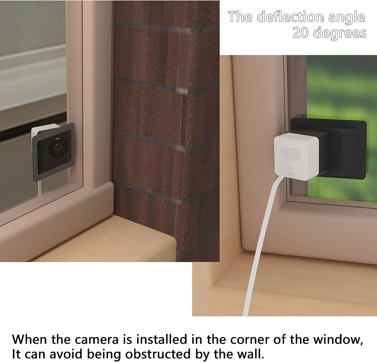 Teccle Angled Window Mount for Wyze Cam OG and OG Telephoto, 20 Degrees Tilt Up/Down/Left/Right Through Window Use Cam OG, Looking Front Yard and Driveway