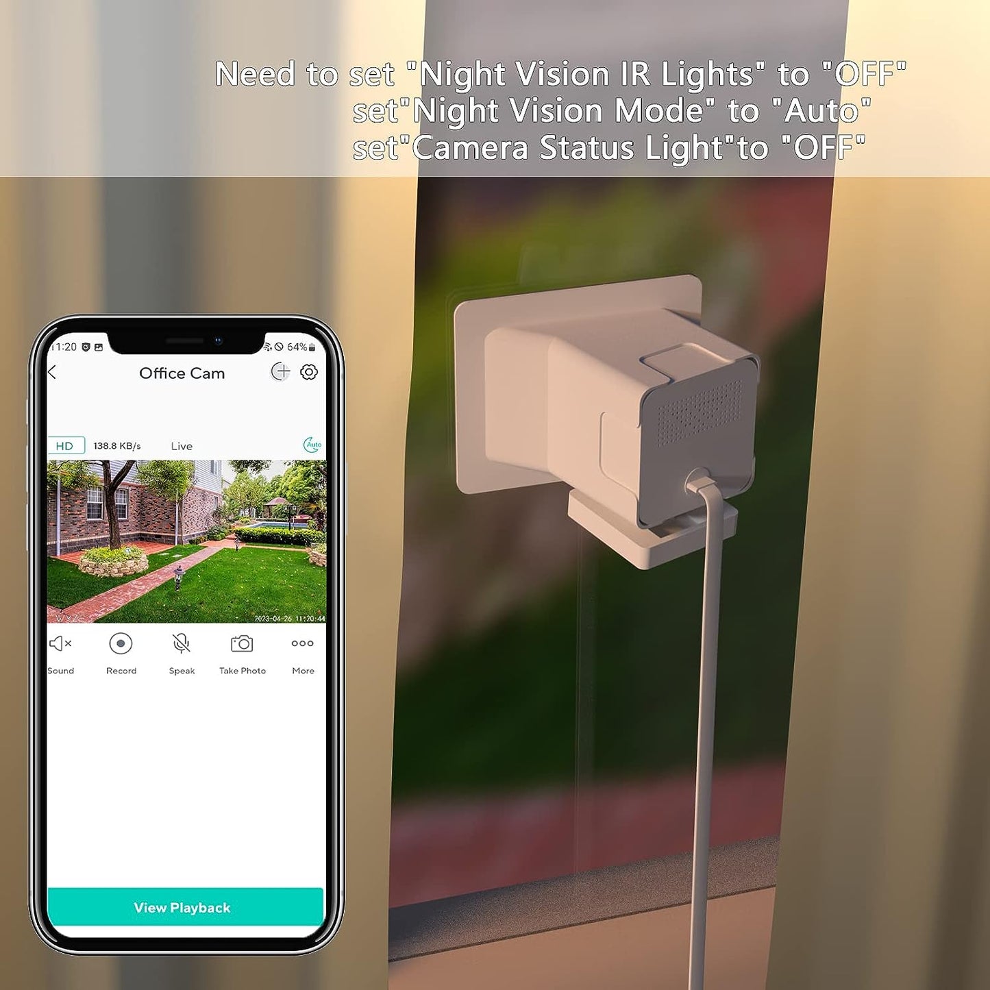 Teccle Angled Window Mount for Wyze Cam V3, 20 Degrees Tilt (Up/Down/Left/Right), Through Window Use Cam v3, Helps You Watch Front Yard and Driveway (White/Pack of 1)