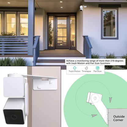 Outside Corner Wall Mount Bracket for Wyze Cam Pan V3, Make Cam Pan V3 Cover Both Sides of The House 270 Degrees, Maximizing Coverage Reduce Blind Spots (Pack of 2, White)