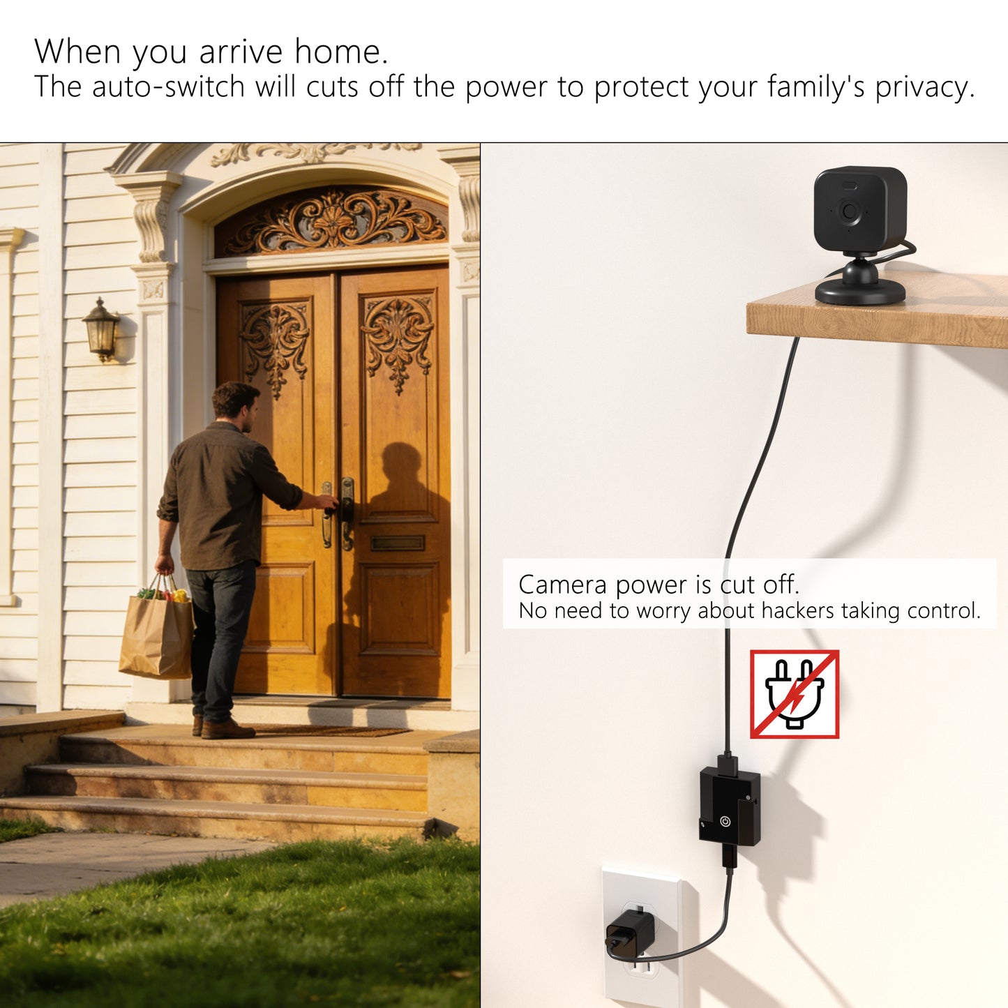Automatic Security Camera Privacy Switch for Blink Indoor Camera Mini 2 / Mini, Smartphone Based Home/Away Detection, Off at Home/On Away, No App Offline Privacy Protect